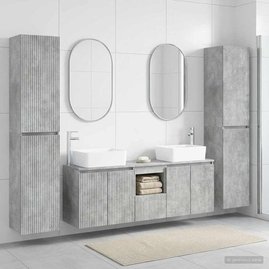 vidaXL Σετ Επίπλων Μπάνιου 5 τμχ. Γκρι Σκυροδέματος 33 x 34,5 x 160 εκ