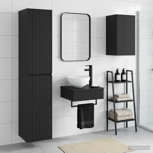 vidaXL Σετ Επίπλων Μπάνιου 3 τμχ. Μαύρο 33 x 34,5 x 160 εκ