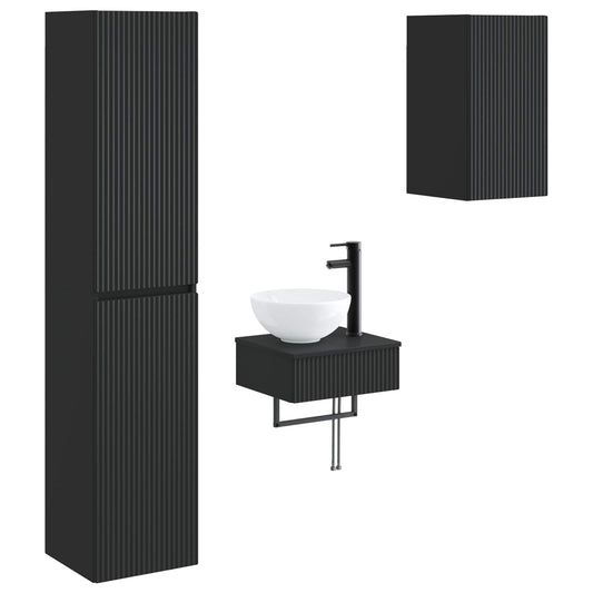 vidaXL Σετ Επίπλων Μπάνιου 3 τμχ. Μαύρο 33 x 34,5 x 160 εκ