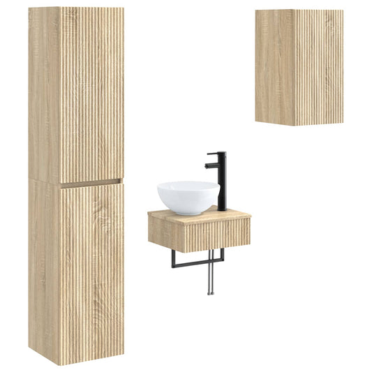 vidaXL Σετ Επίπλων Μπάνιου 3 τμχ. Sonoma Δρυς 33 x 34,5 x 160 εκ