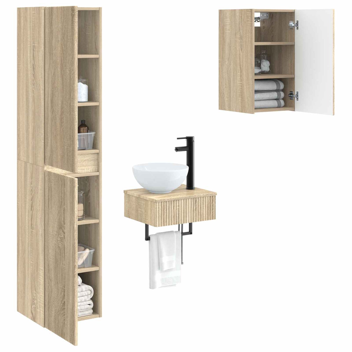 vidaXL Σετ Επίπλων Μπάνιου 3 τμχ. Sonoma Δρυς 33 x 34,5 x 160 εκ