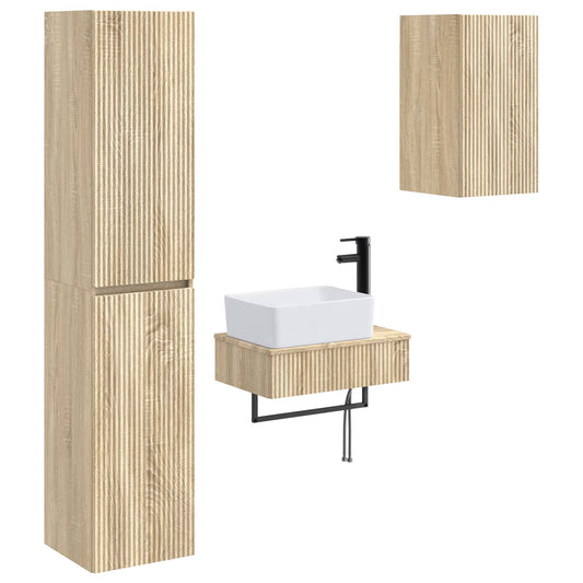 vidaXL Σετ Επίπλων Μπάνιου 3 τμχ. Sonoma Δρυς 33 x 34,5 x 160 εκ