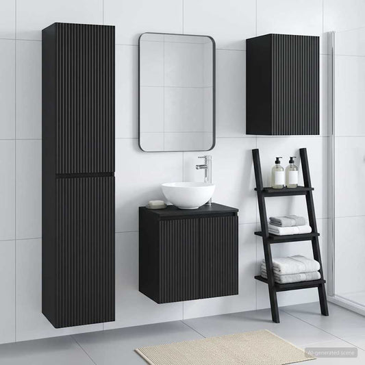 vidaXL Σετ Επίπλων Μπάνιου 3 τμχ. Μαύρο 33 x 34,5 x 160 εκ