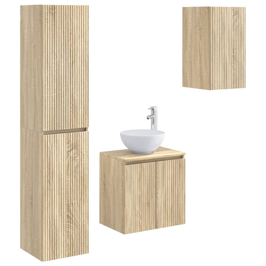 vidaXL Σετ Επίπλων Μπάνιου 3 τμχ. Sonoma Δρυς 33 x 34,5 x 160 εκ