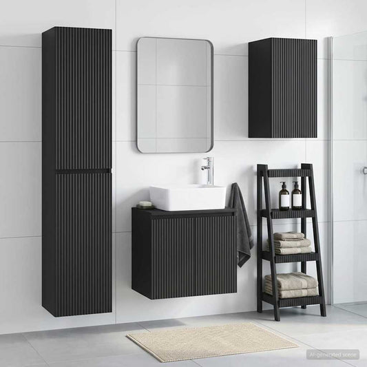 vidaXL Σετ Επίπλων Μπάνιου 3 τμχ. Μαύρο 33 x 34,5 x 160 εκ