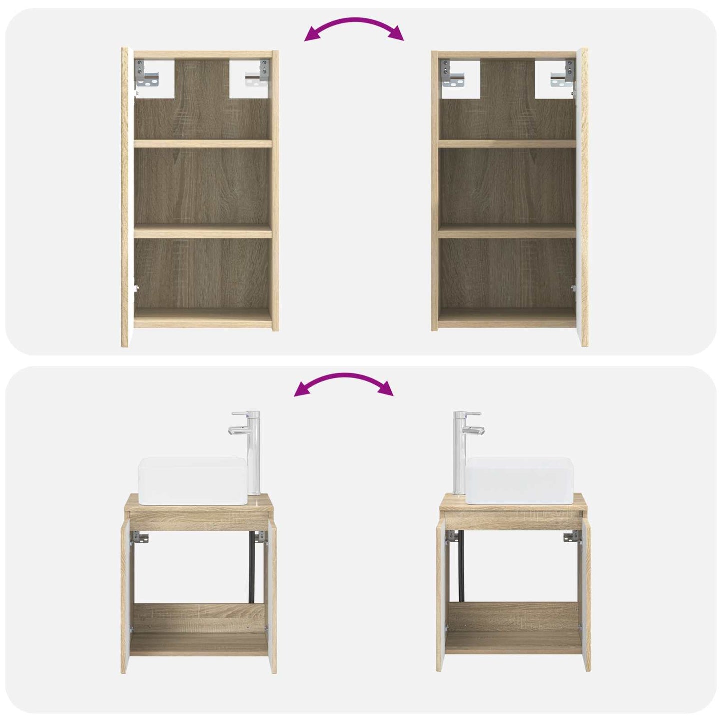 vidaXL Σετ Επίπλων Μπάνιου 3 τμχ. Sonoma Δρυς 33 x 34,5 x 160 εκ