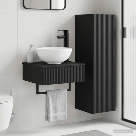 vidaXL Σετ Επίπλων Μπάνιου 2 τμχ. Μαύρο 33 x 34,5 x 100 εκ
