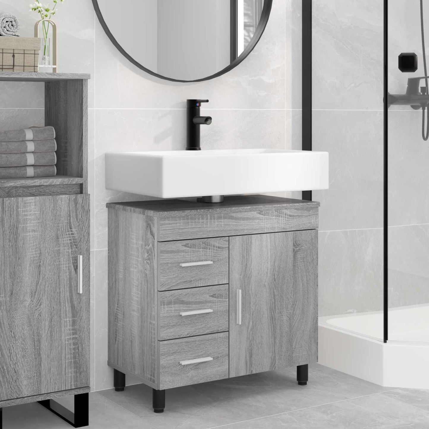 vidaXL Έπιπλο μπάνιου Γκρι Sonoma 60 x 35 x 60 εκ. Επεξεργασμένο Ξύλο