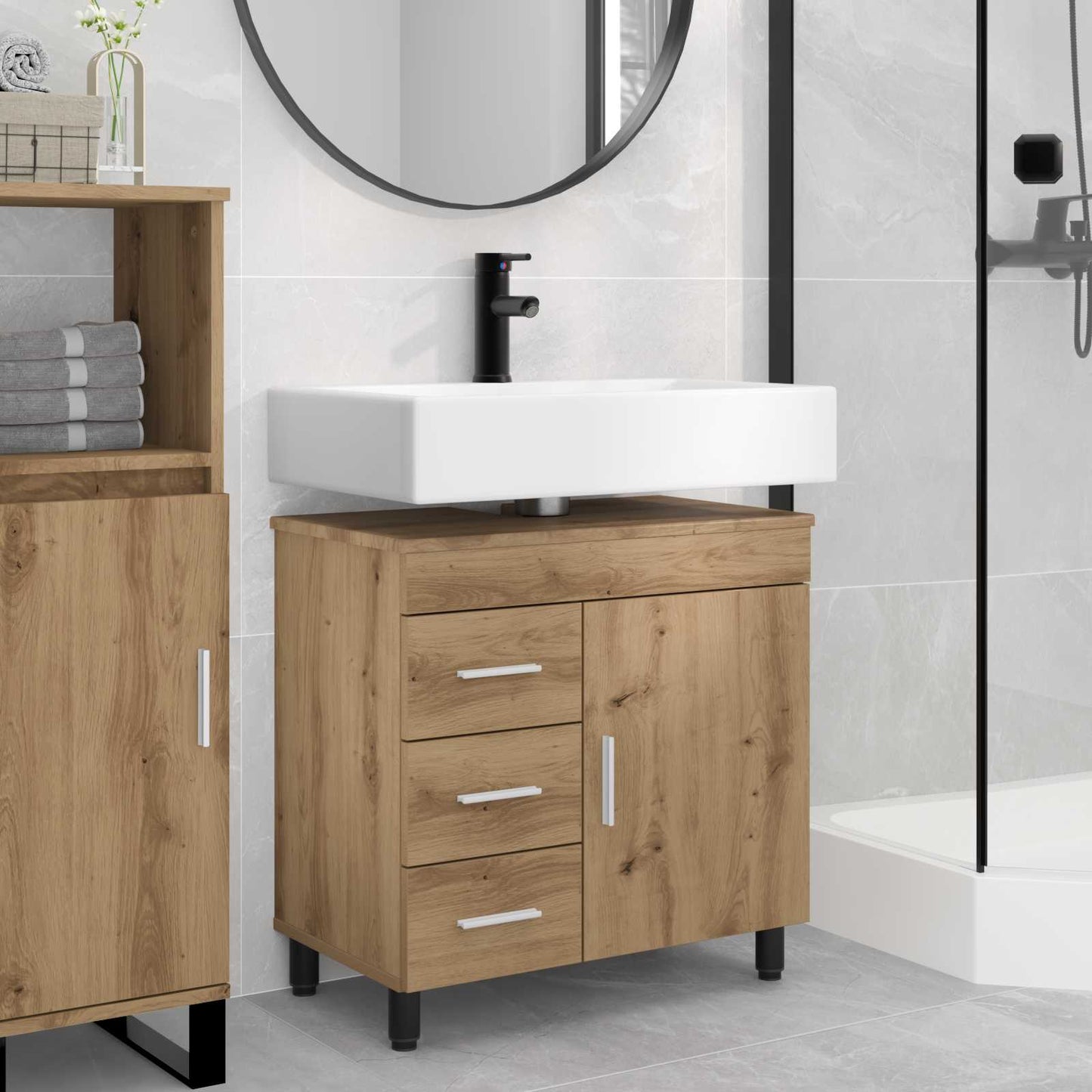 vidaXL Έπιπλο μπάνιου Artisan Δρυς 60 x 35 x 60 εκ. Επεξεργασμένο Ξύλο