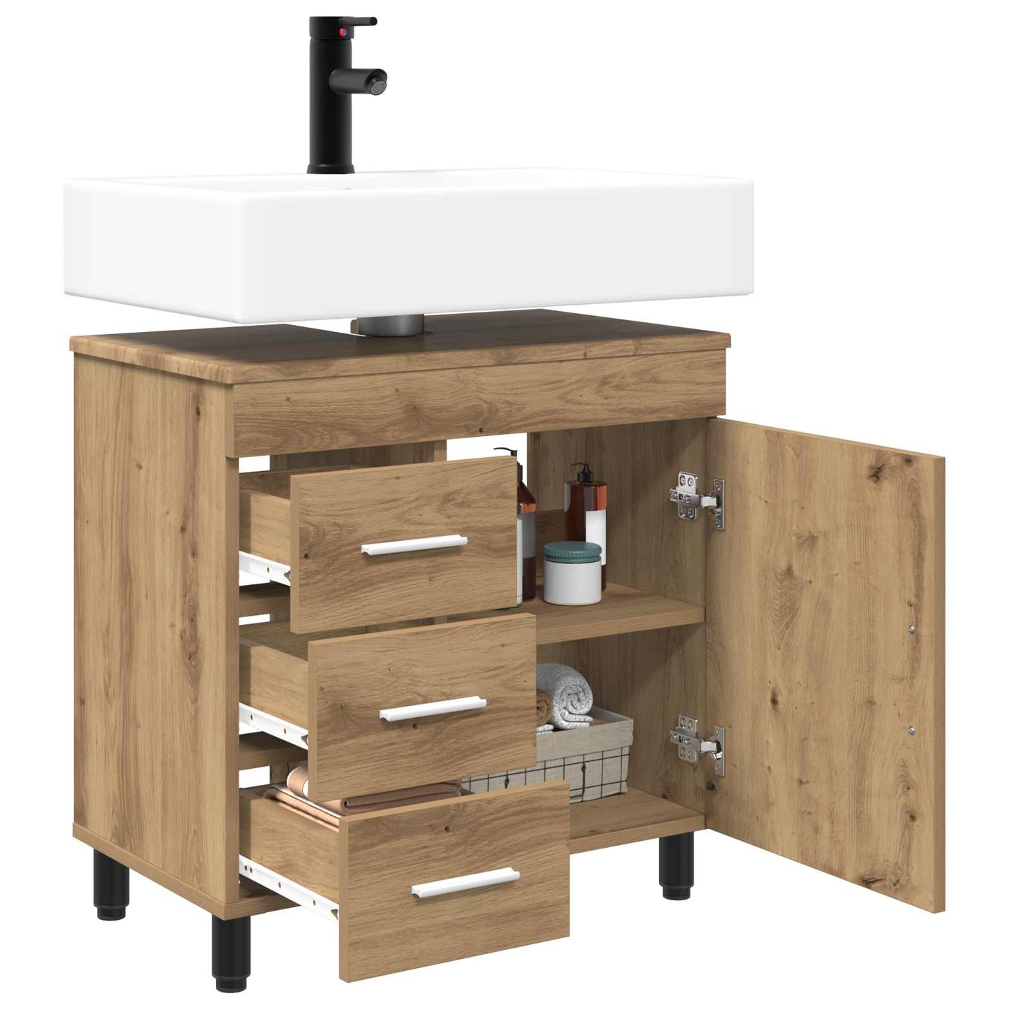vidaXL Έπιπλο μπάνιου Artisan Δρυς 60 x 35 x 60 εκ. Επεξεργασμένο Ξύλο