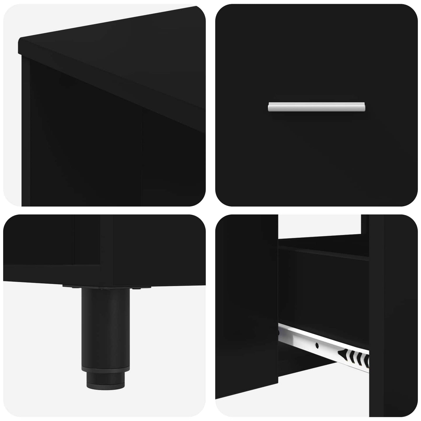 vidaXL Έπιπλο μπάνιου Μαύρο 80 x 35 x 60 cm Επεξεργασμένο Ξύλο