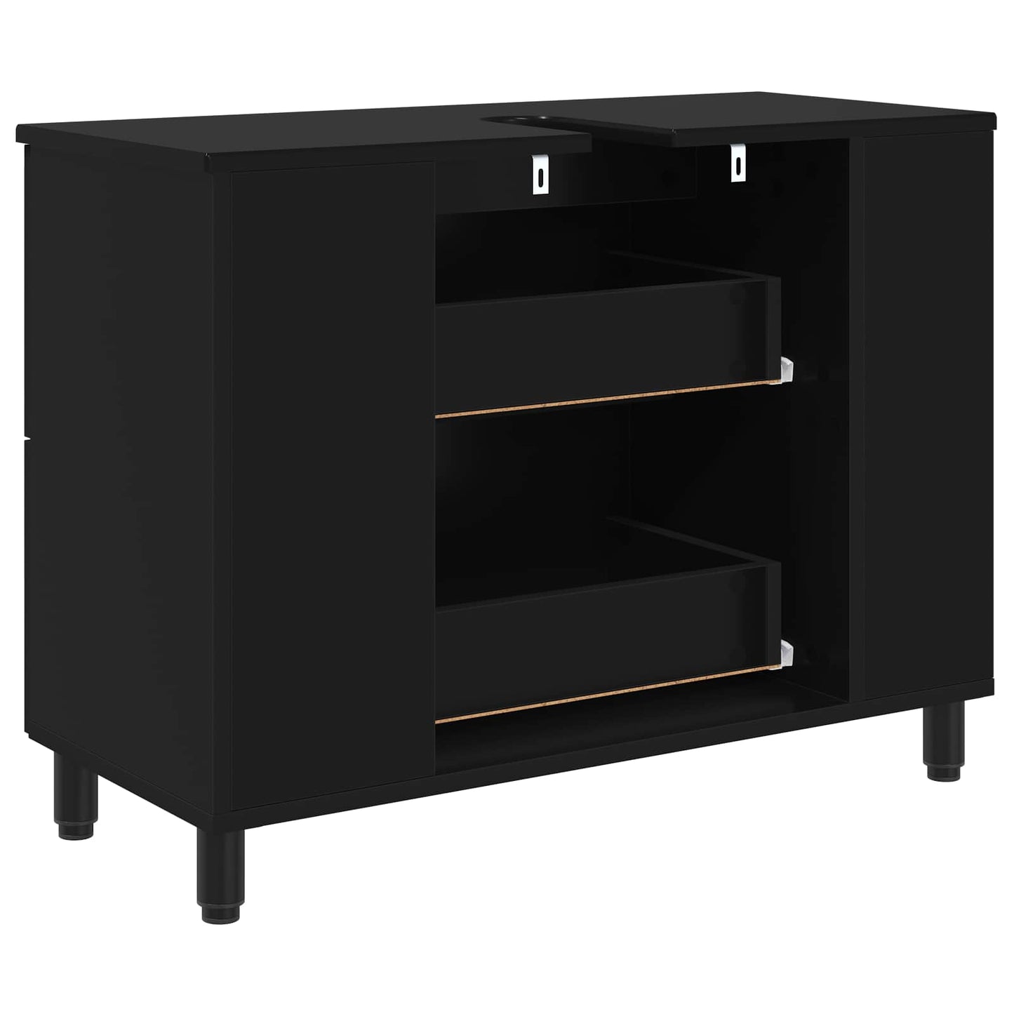vidaXL Έπιπλο μπάνιου Μαύρο 80 x 35 x 60 cm Επεξεργασμένο Ξύλο