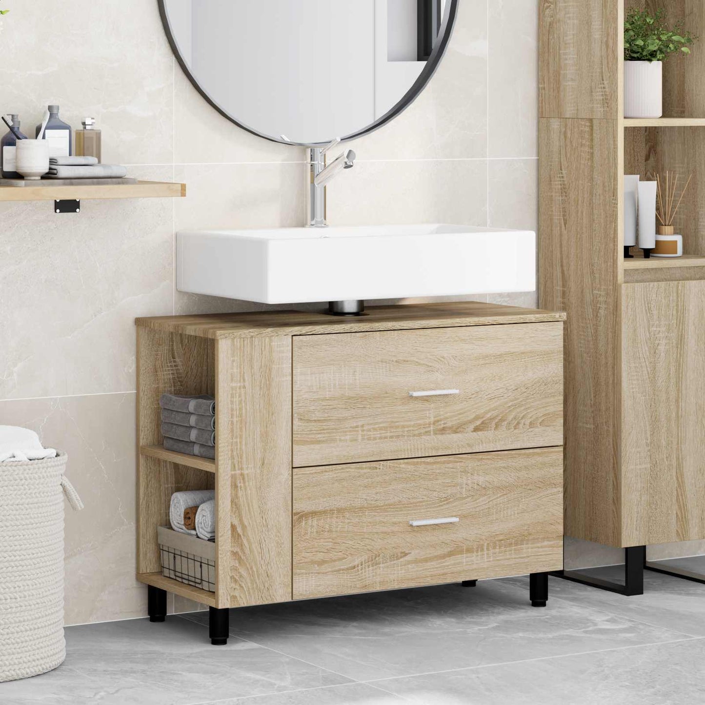 vidaXL Έπιπλο μπάνιου Sonoma Δρυς 80 x 35 x 60 cm Επεξεργασμένο Ξύλο
