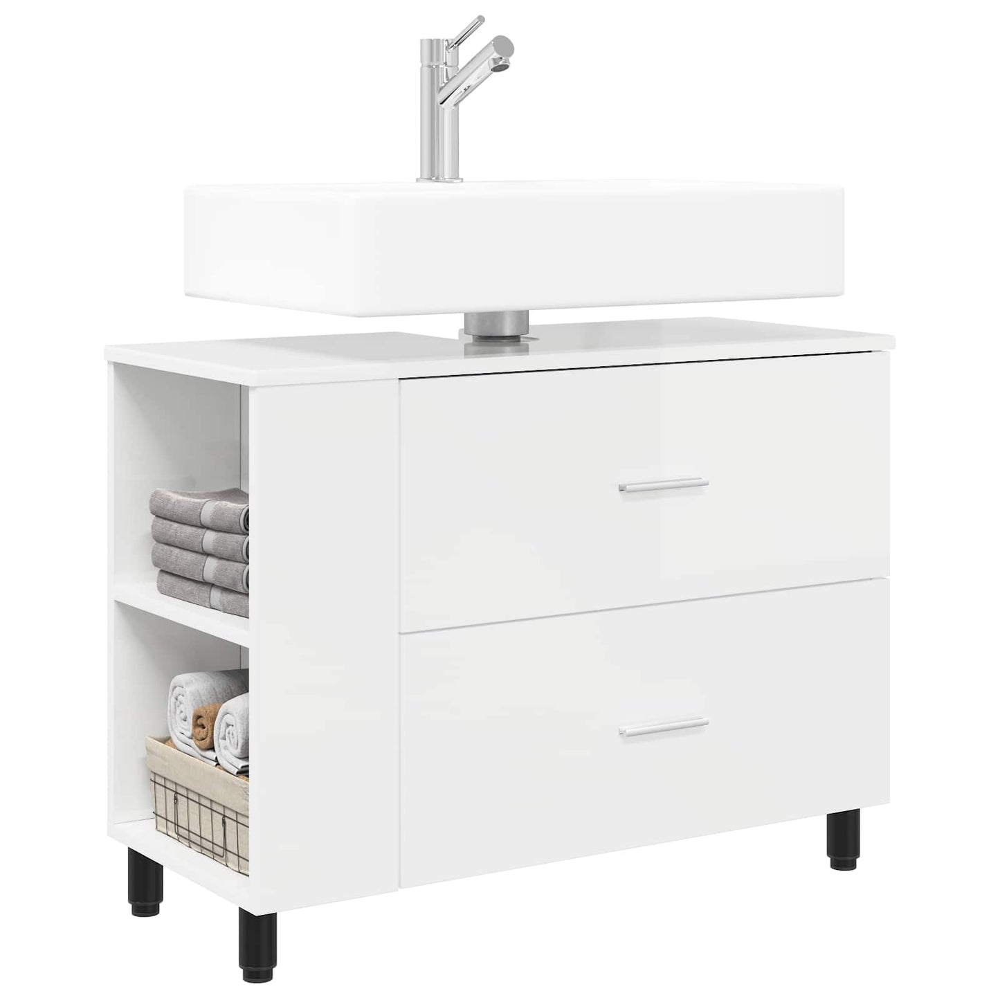 vidaXL Έπιπλο μπάνιου Γυαλιστερό Λευκό 80 x 35 x 60 cm