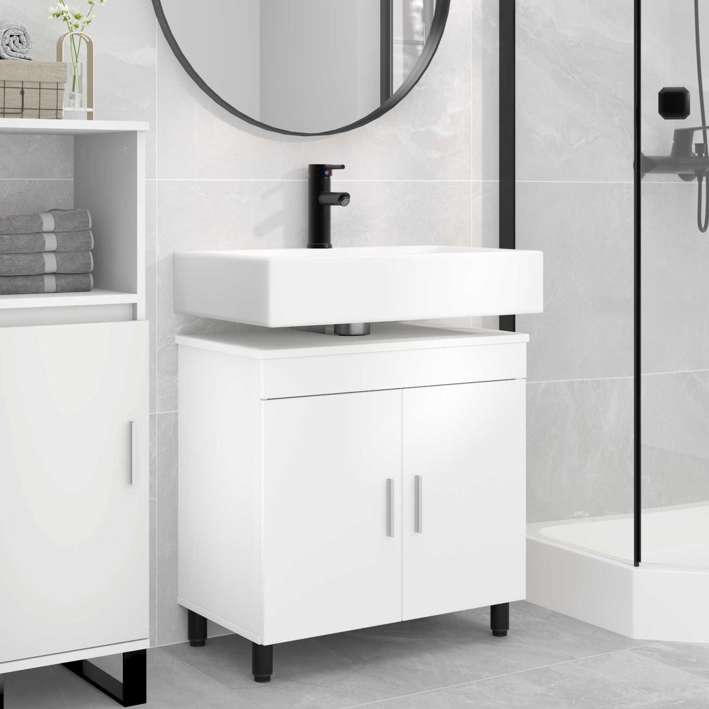 vidaXL Έπιπλο μπάνιου Λευκό 60 x 35 x 60 εκ. Επεξεργασμένο Ξύλο