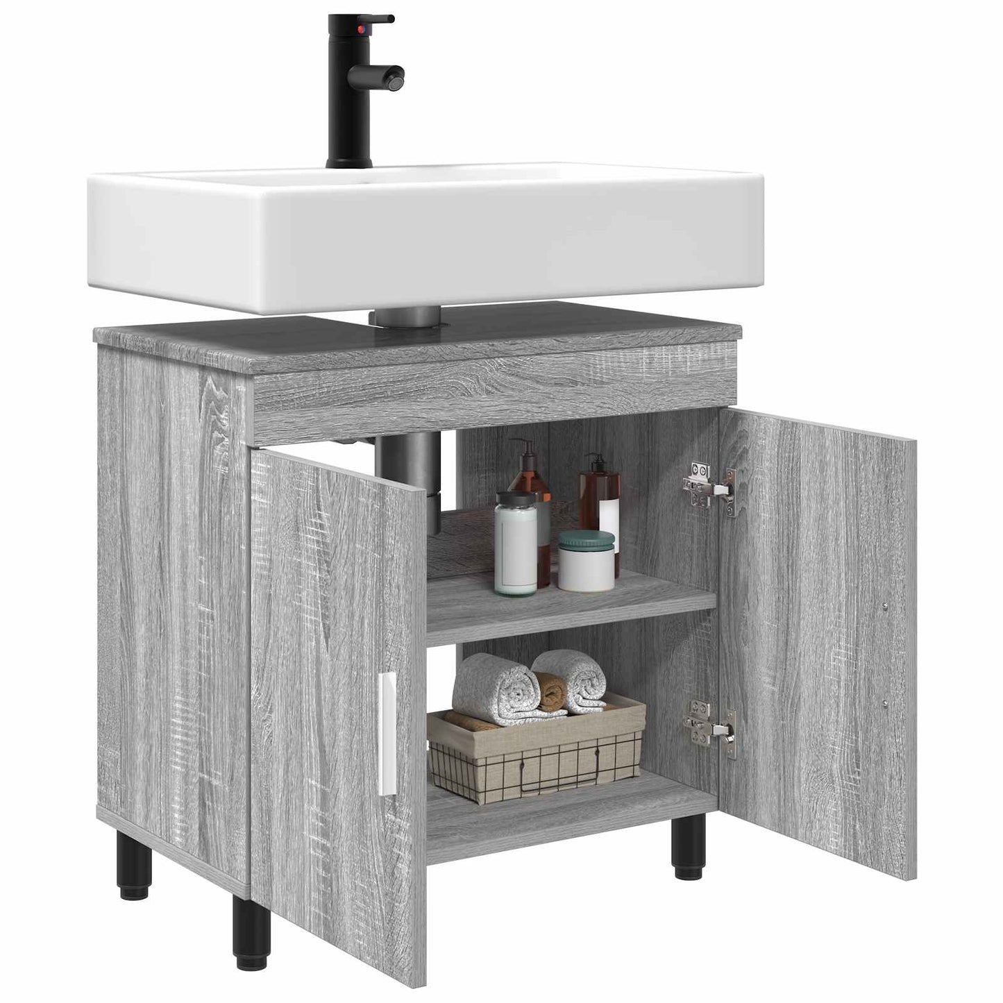 vidaXL Έπιπλο μπάνιου Γκρι Sonoma 60 x 35 x 60 εκ. Επεξεργασμένο Ξύλο