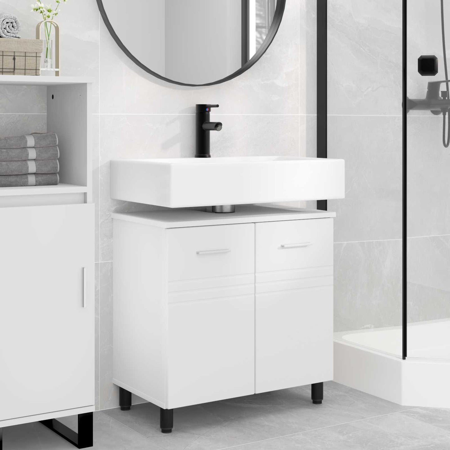 vidaXL Έπιπλο μπάνιου Λευκό 60 x 35 x 60 εκ. Επεξεργασμένο Ξύλο