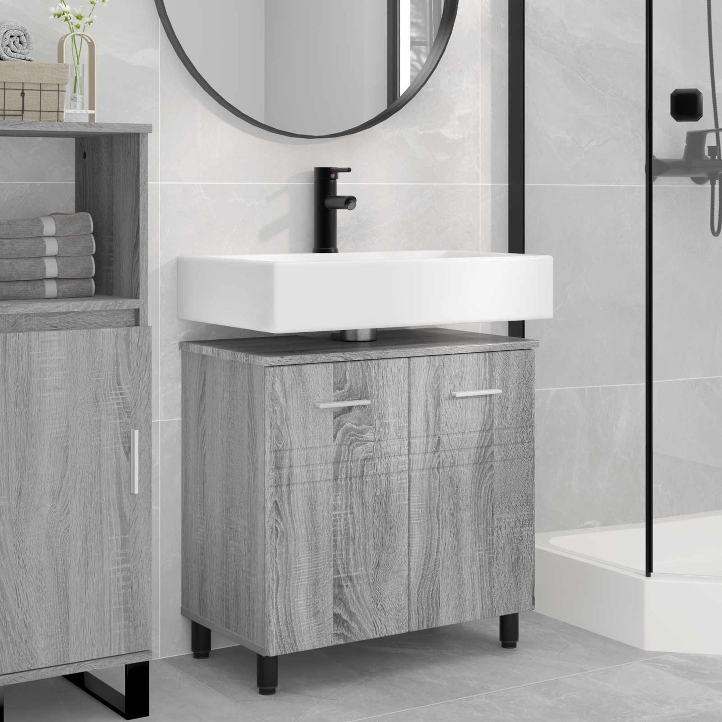 vidaXL Έπιπλο μπάνιου Γκρι Sonoma 60 x 35 x 60 εκ. Επεξεργασμένο Ξύλο