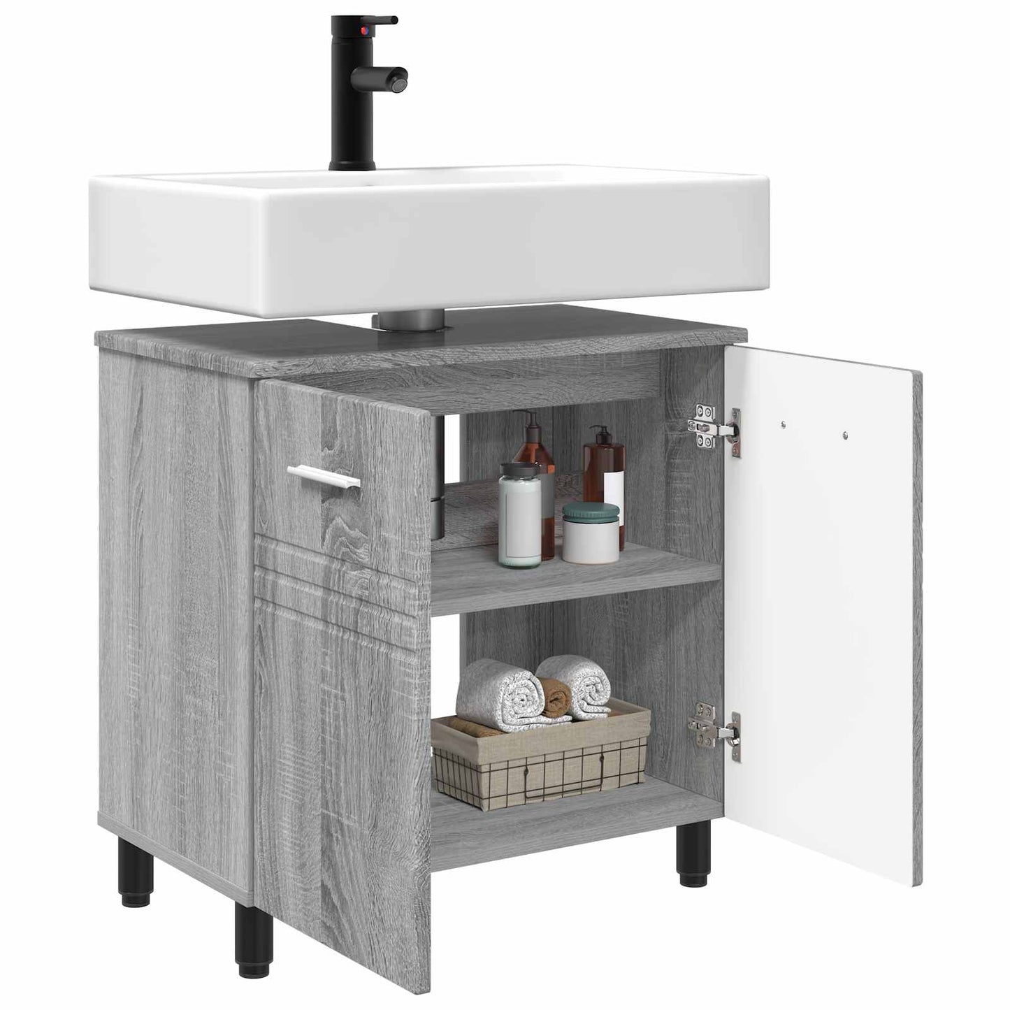 vidaXL Έπιπλο μπάνιου Γκρι Sonoma 60 x 35 x 60 εκ. Επεξεργασμένο Ξύλο