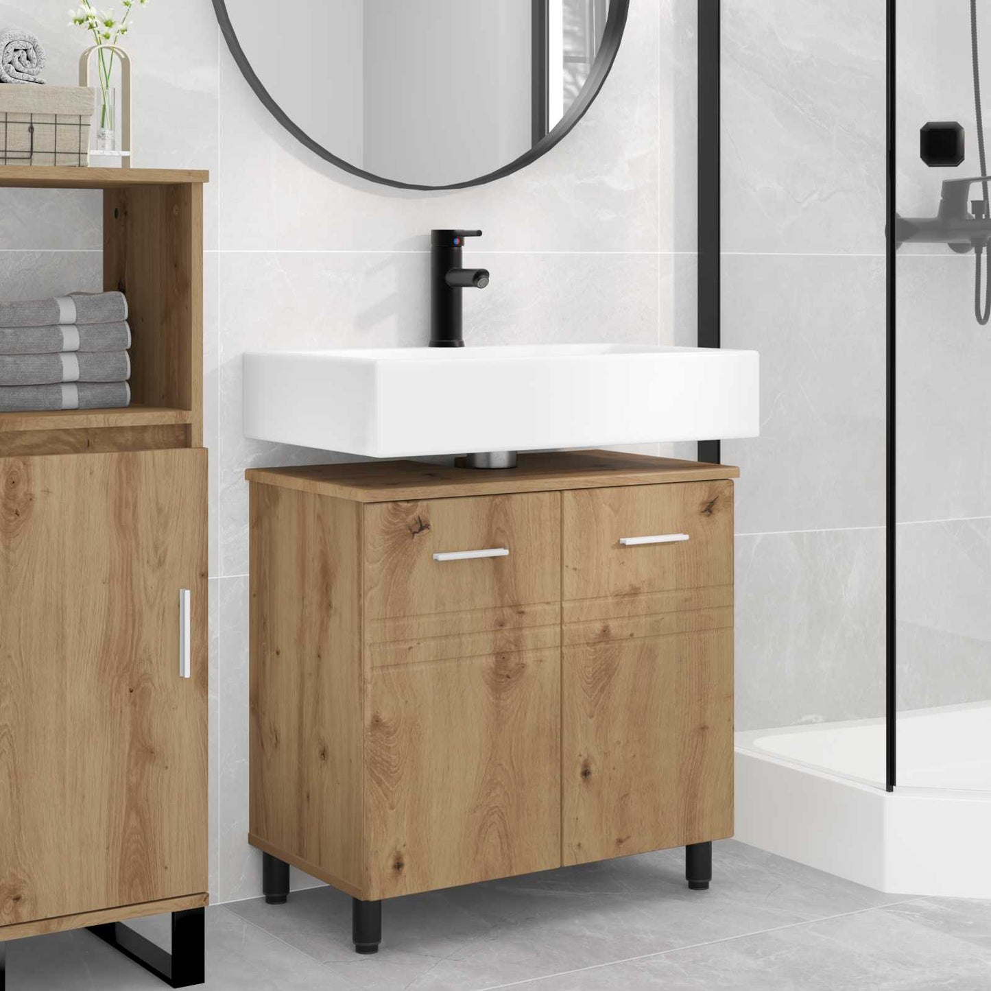 vidaXL Έπιπλο μπάνιου Artisan Δρυς 60 x 35 x 60 εκ. Επεξεργασμένο Ξύλο