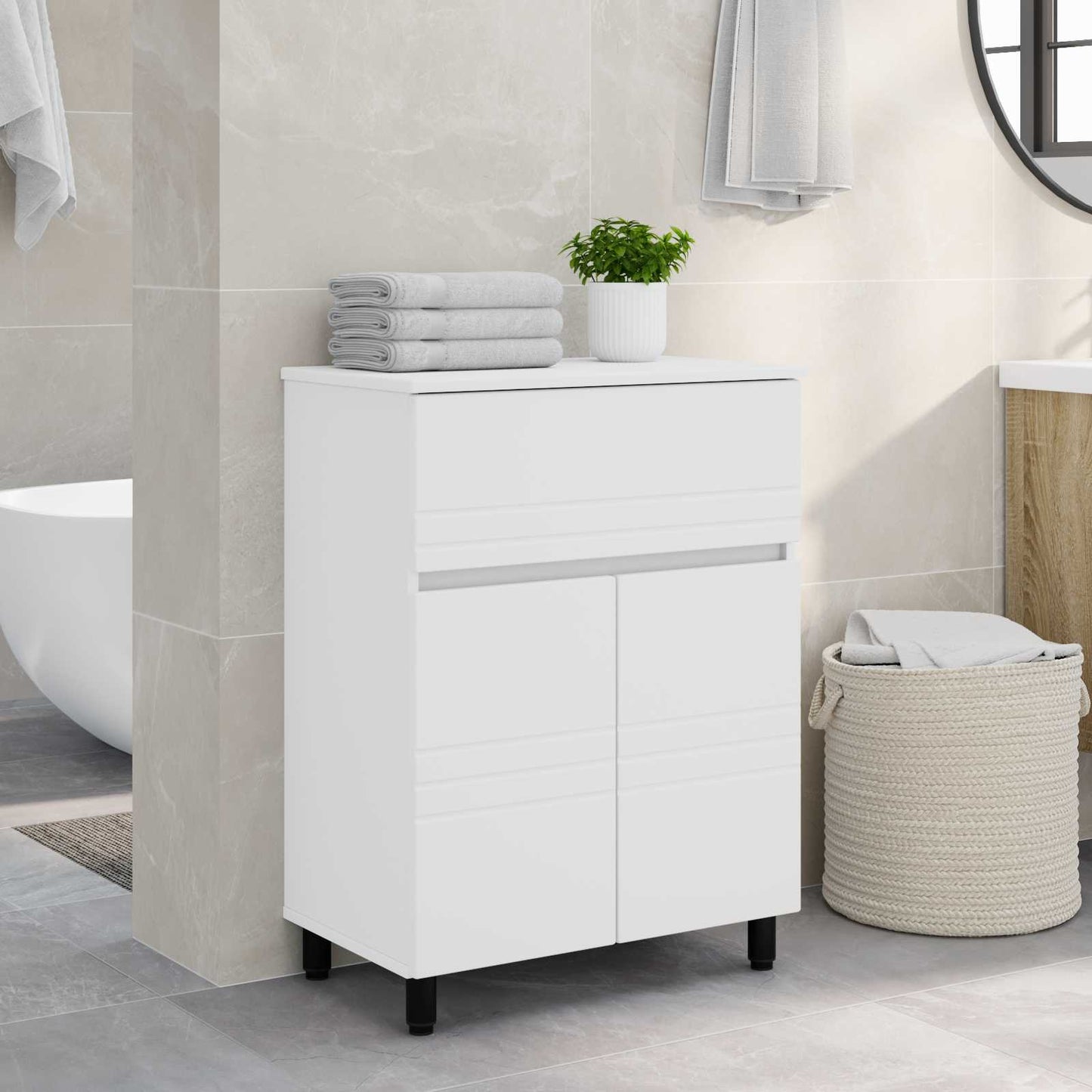 vidaXL Έπιπλο μπάνιου Λευκό 60 x 35 x 80 εκ Επεξεργασμένο Ξύλο