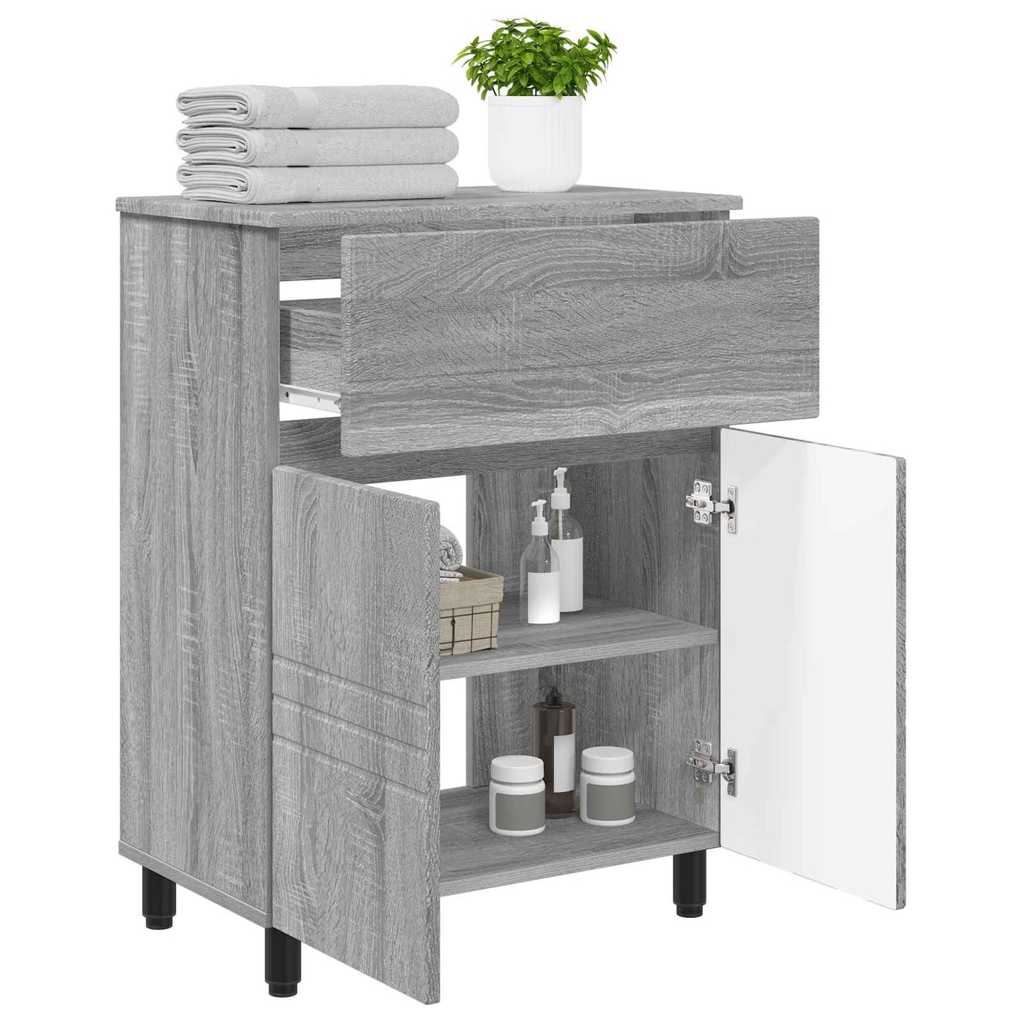 vidaXL Έπιπλο μπάνιου Γκρι Sonoma 60 x 35 x 80 εκ Επεξεργασμένο Ξύλο