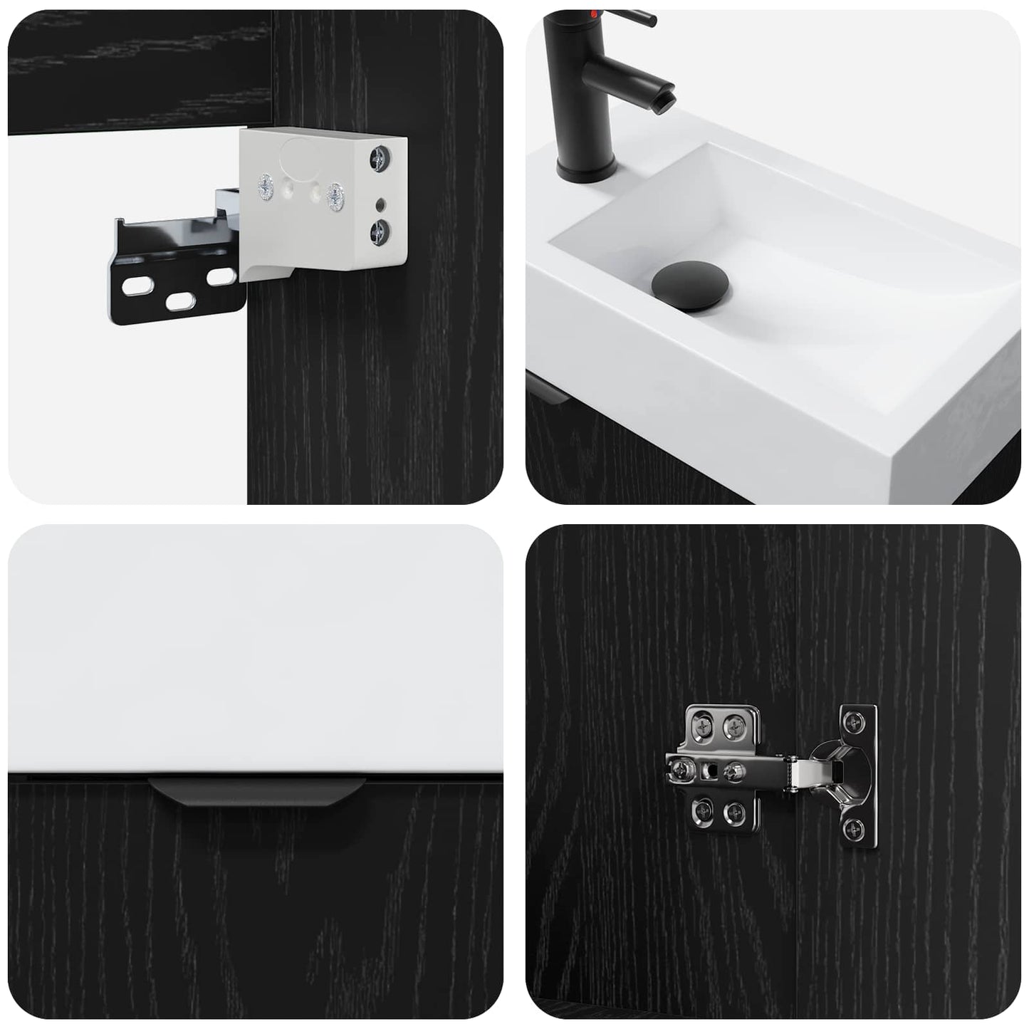 vidaXL Μονάδα μπάνιου με βρύση Μαύρη Δρυς 45,5 x 22,5 x 84 εκ