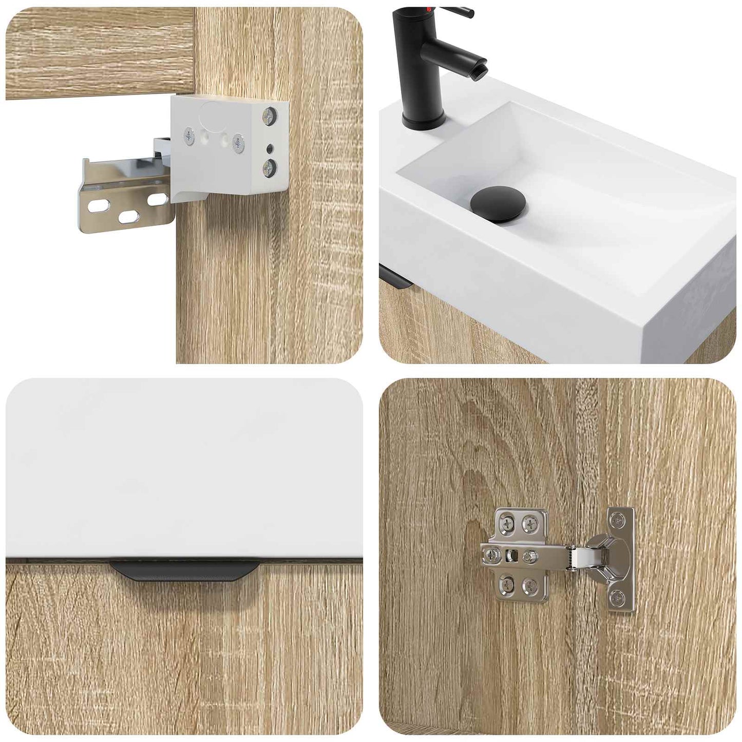 vidaXL Μονάδα μπάνιου με βρύση Sonoma Δρυς 45,5 x 22,5 x 84 εκ