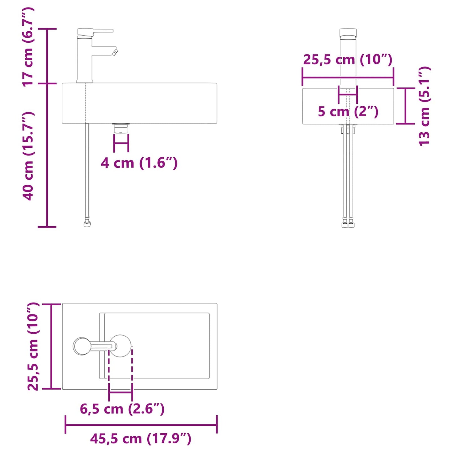 vidaXL Μονάδα μπάνιου με βρύση Γκρι Sonoma 45,5 x 22,5 x 84 εκ