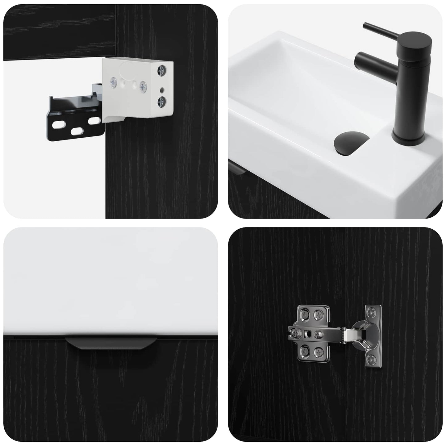 vidaXL Μονάδα μπάνιου με βρύση Μαύρη Δρυς 45,5 x 22,5 x 84 εκ
