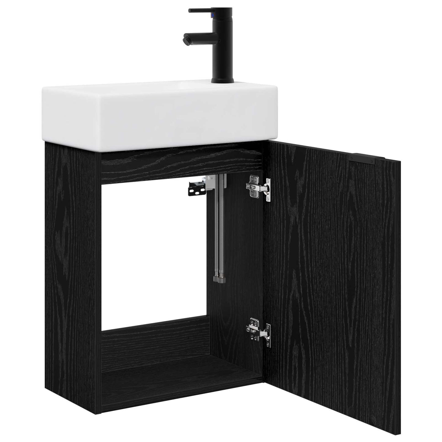 vidaXL Μονάδα μπάνιου με βρύση Μαύρη Δρυς 45,5 x 22,5 x 84 εκ