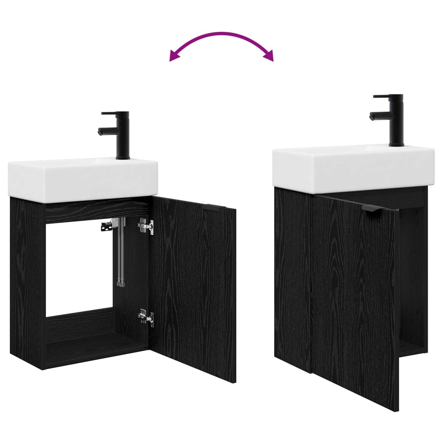 vidaXL Μονάδα μπάνιου με βρύση Μαύρη Δρυς 45,5 x 22,5 x 84 εκ