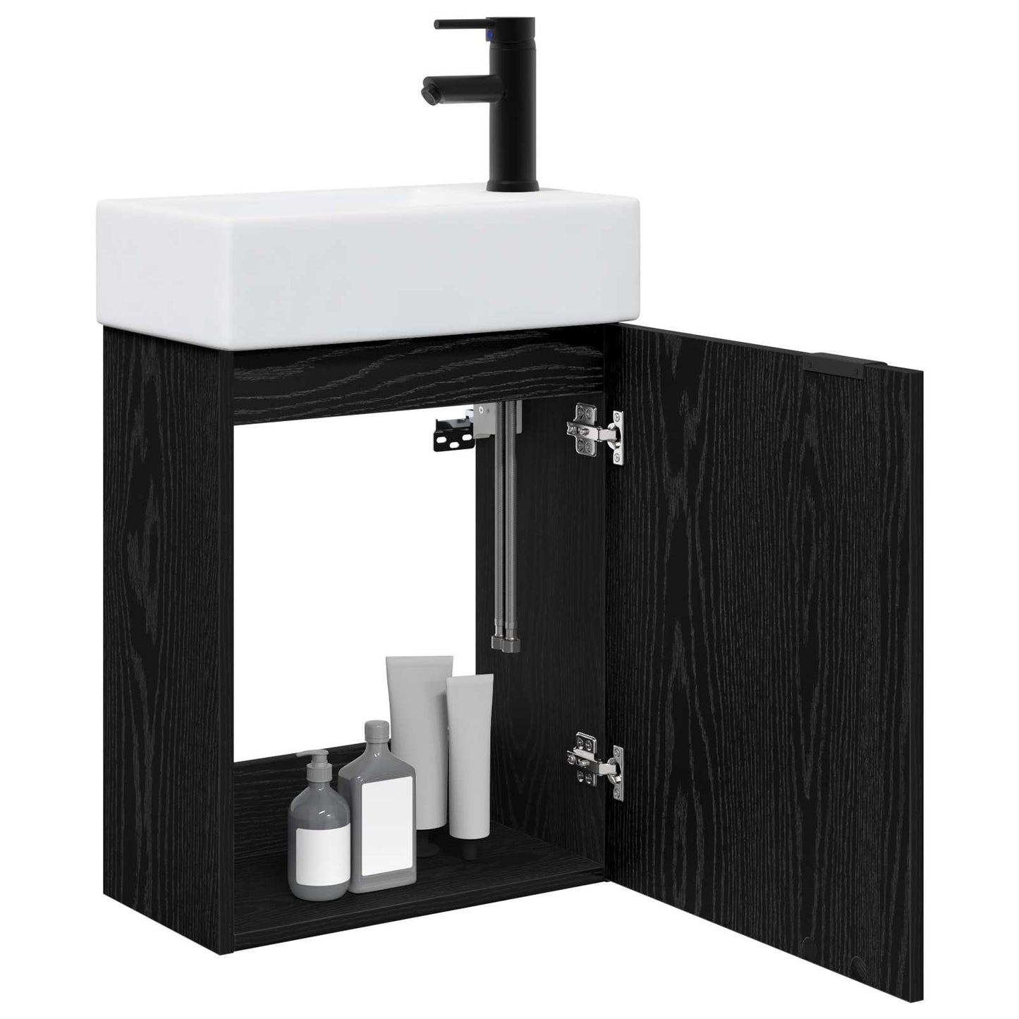 vidaXL Μονάδα μπάνιου με βρύση Μαύρη Δρυς 45,5 x 22,5 x 84 εκ