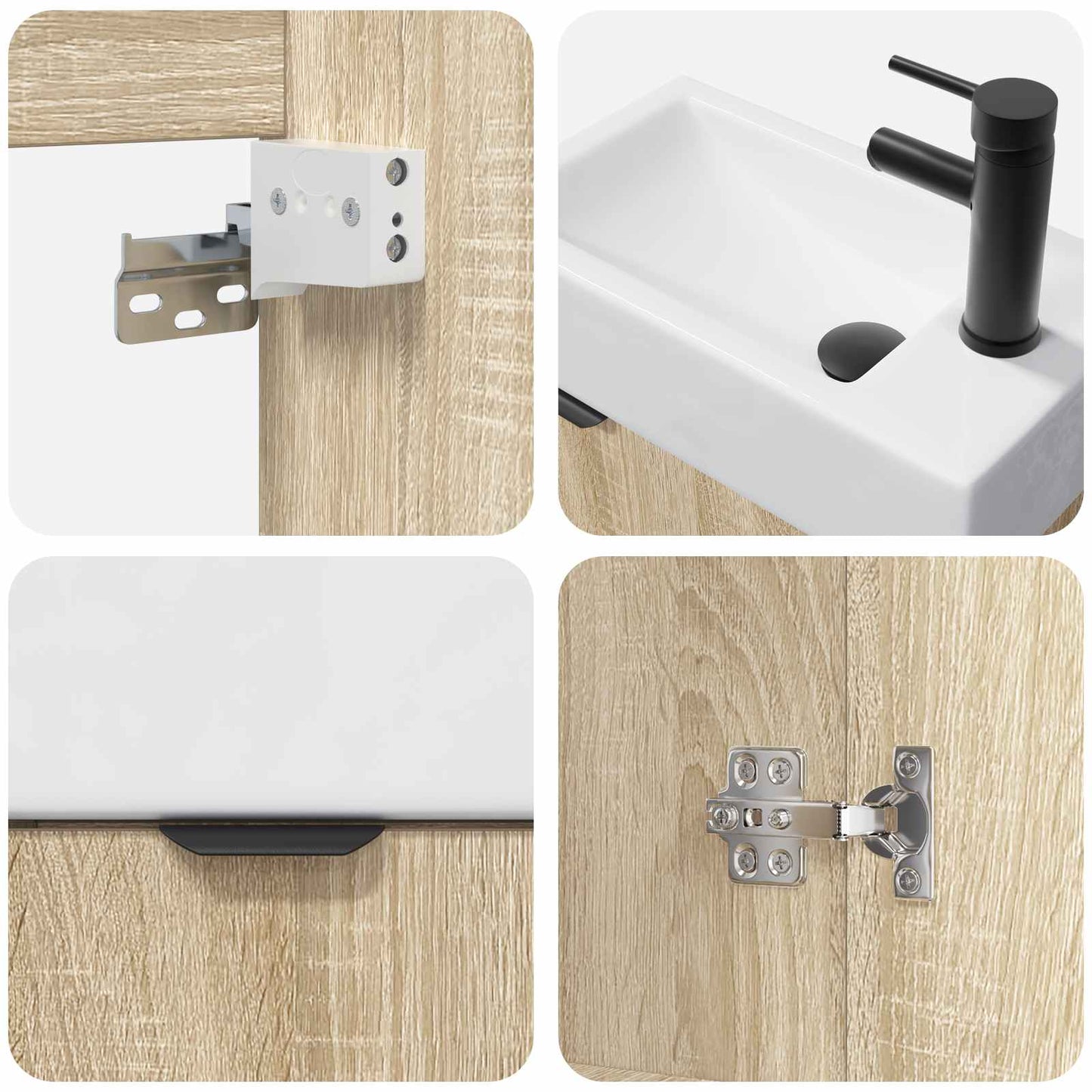 vidaXL Μονάδα μπάνιου με βρύση Sonoma Δρυς 45,5 x 22,5 x 84 εκ