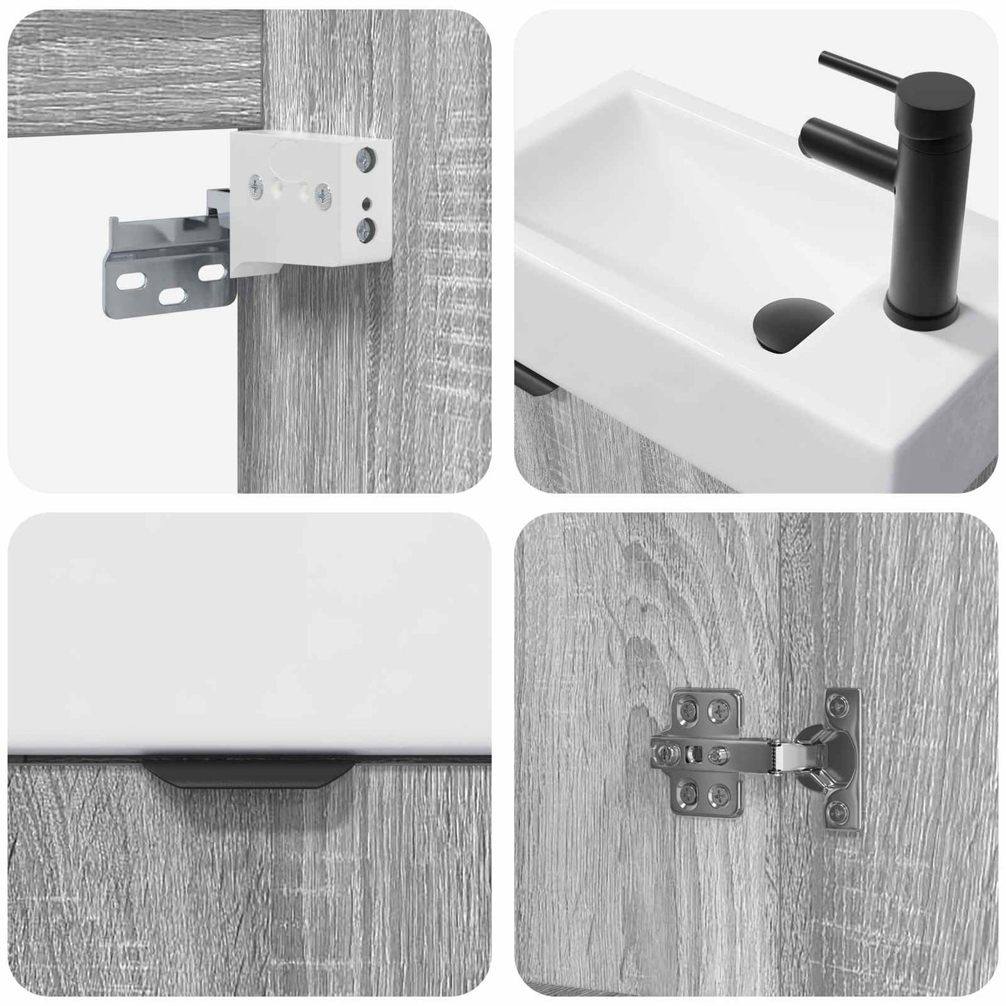 vidaXL Μονάδα μπάνιου με βρύση Γκρι Sonoma 45,5 x 22,5 x 84 εκ