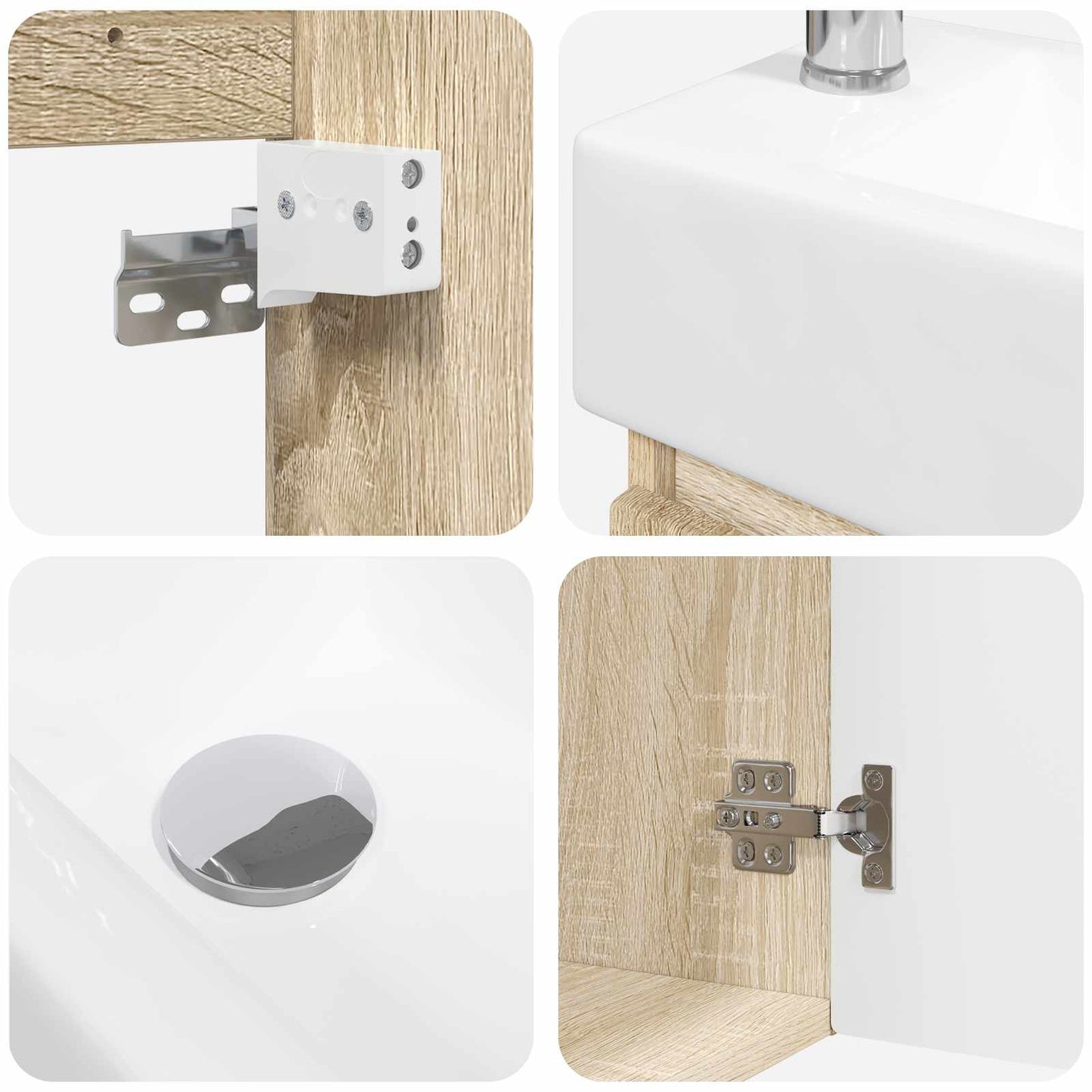 vidaXL Μονάδα μπάνιου με βρύση Sonoma Δρυς 45,5 x 22,5 x 84 εκ