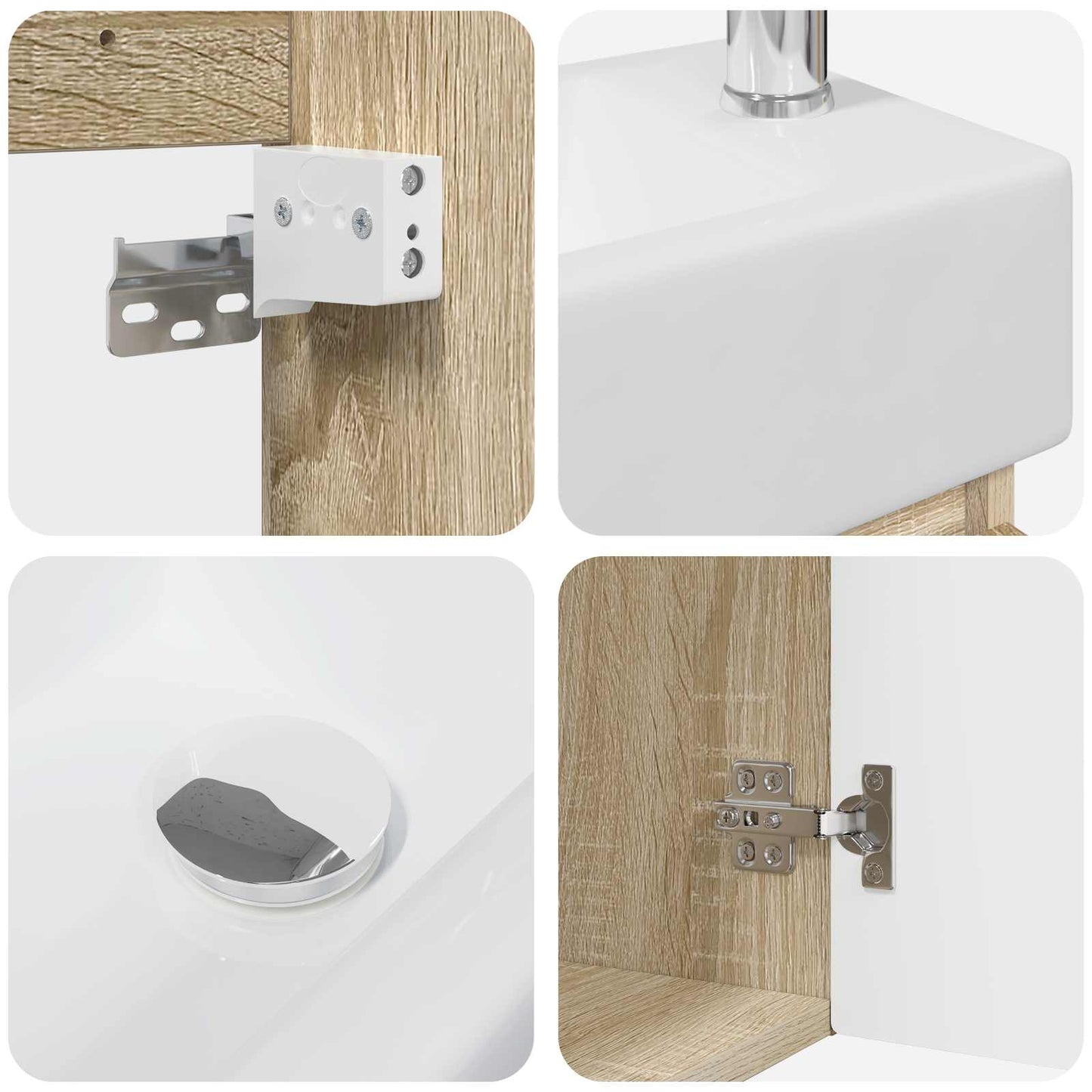 vidaXL Μονάδα μπάνιου με βρύση Sonoma Δρυς 45,5 x 22,5 x 84 εκ