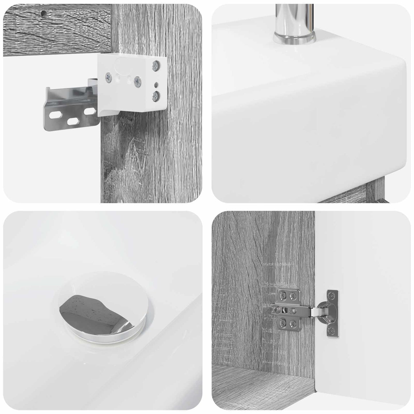 vidaXL Μονάδα μπάνιου με βρύση Γκρι Sonoma 45,5 x 22,5 x 84 εκ