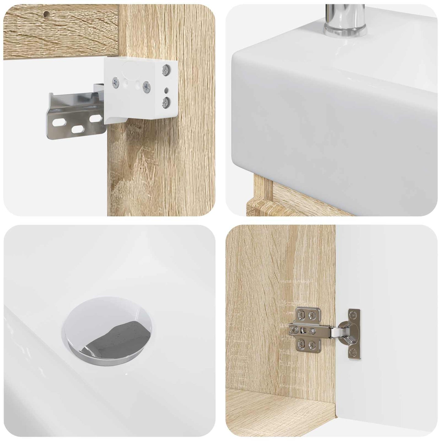 vidaXL Μονάδα μπάνιου με βρύση Sonoma Δρυς 45,5 x 25,5 x 84 εκ