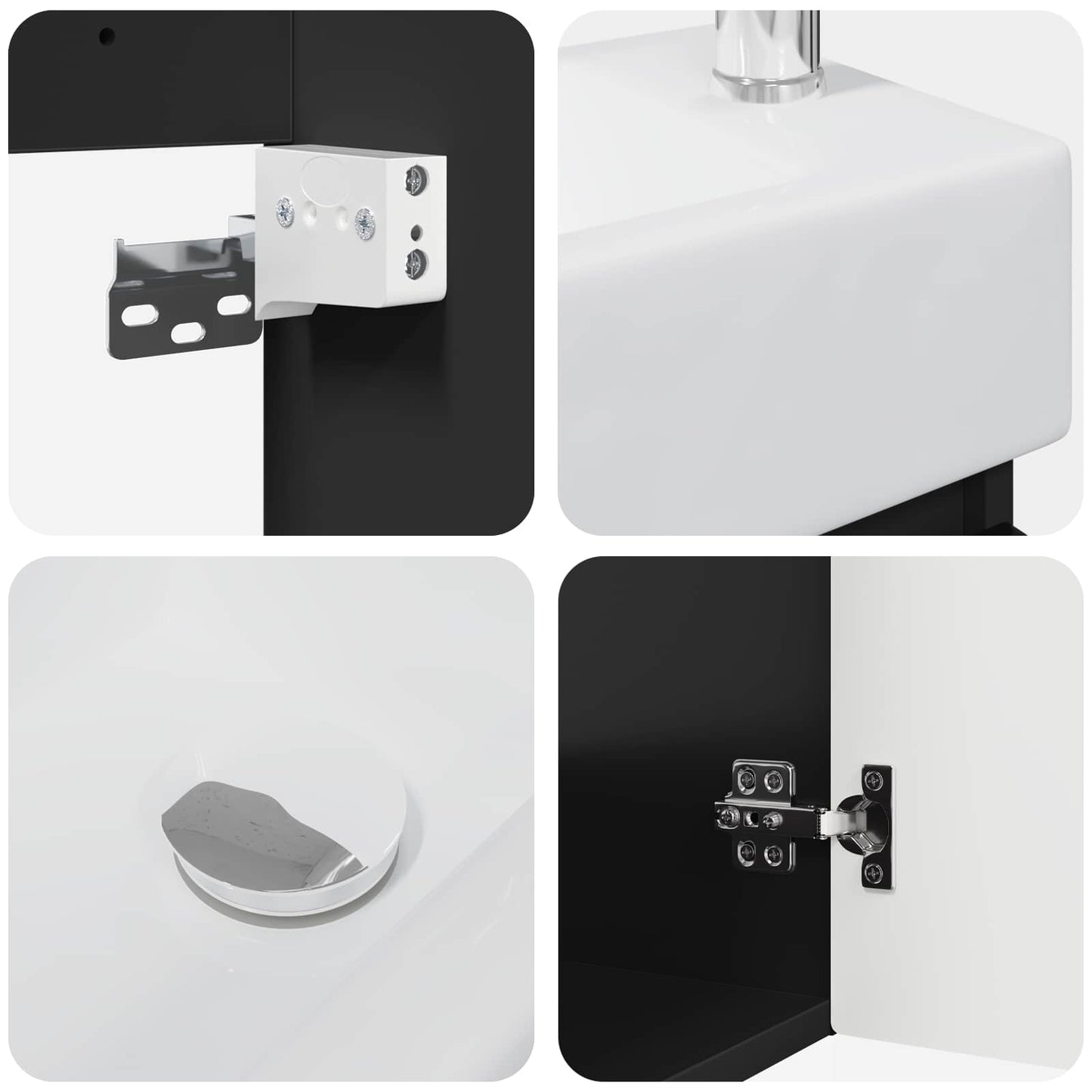 vidaXL Μονάδα μπάνιου με βρύση Μαύρο 45,5 x 25,5 x 84 εκ