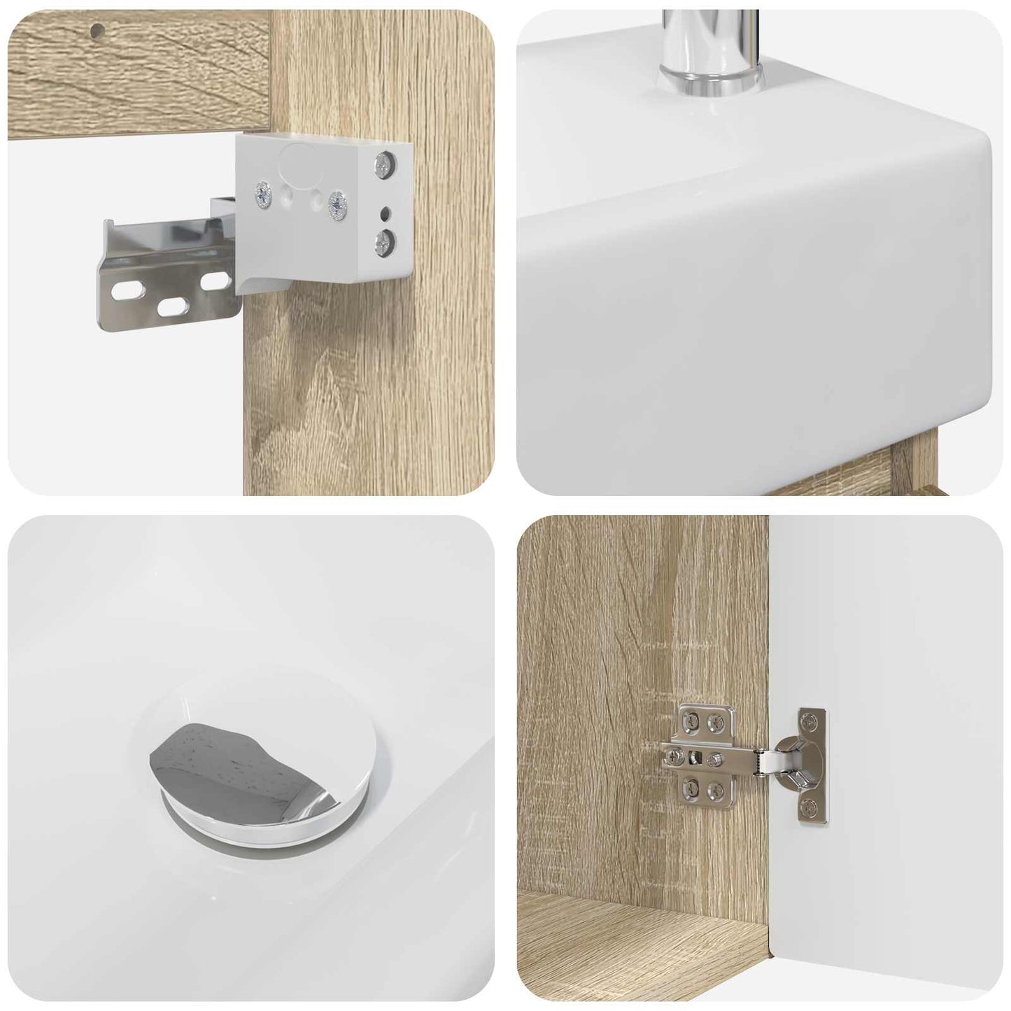 vidaXL Μονάδα μπάνιου με βρύση Sonoma Δρυς 45,5 x 25,5 x 84 εκ
