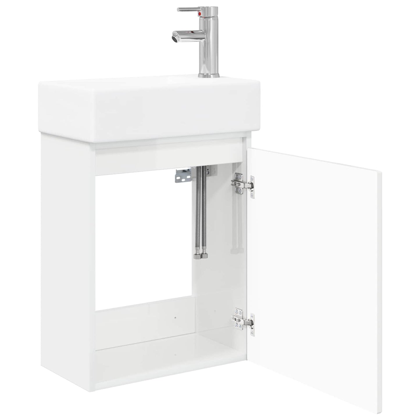 vidaXL Μονάδα μπάνιου με βρύση Γυαλιστερό Λευκό 45,5 x 25,5 x 84 εκ