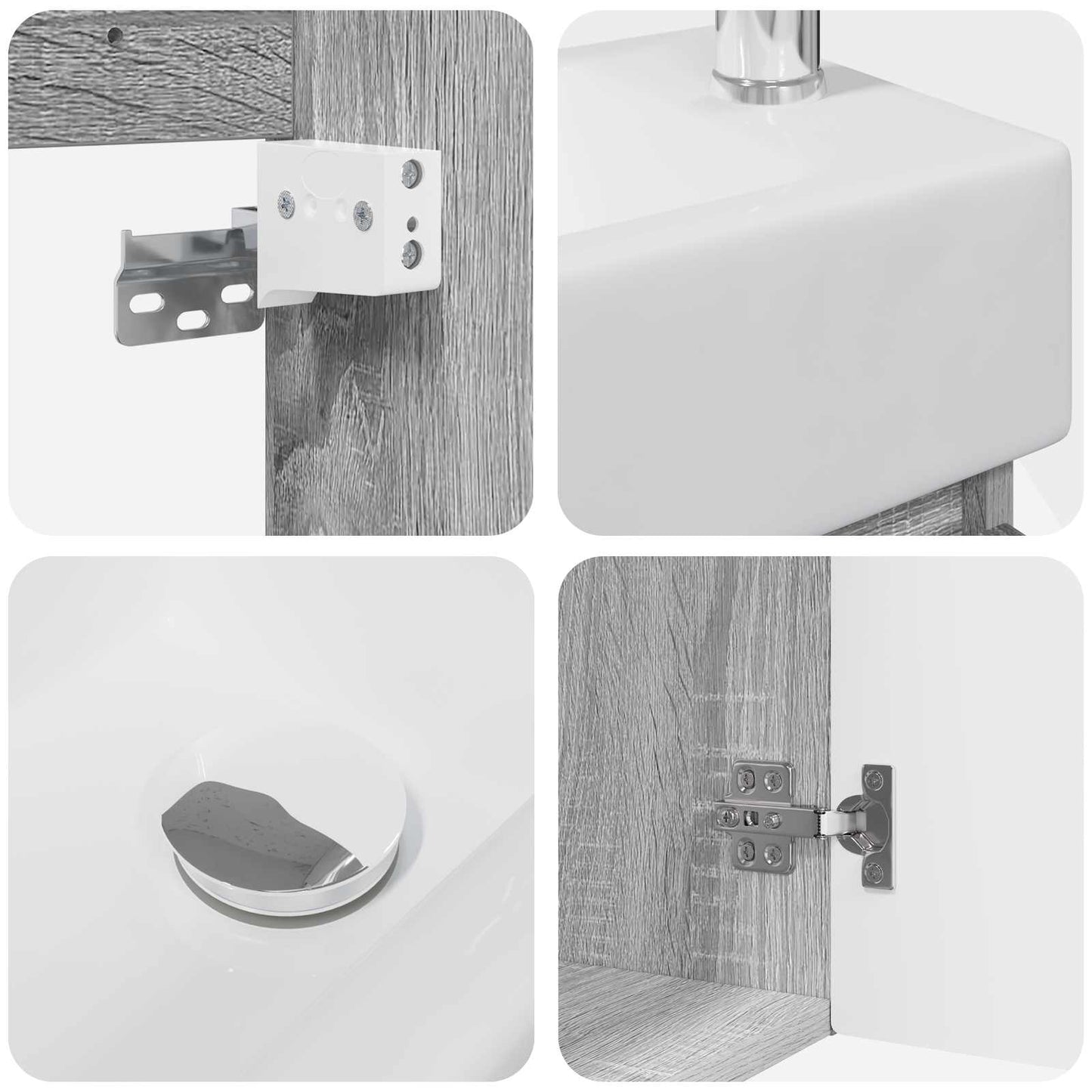 vidaXL Μονάδα μπάνιου με βρύση Γκρι Sonoma 45,5 x 25,5 x 84 εκ