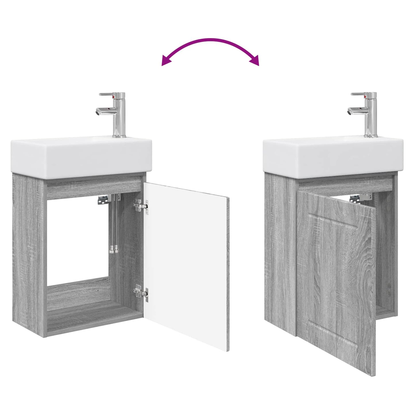 vidaXL Μονάδα μπάνιου με βρύση Γκρι Sonoma 45,5 x 25,5 x 84 εκ