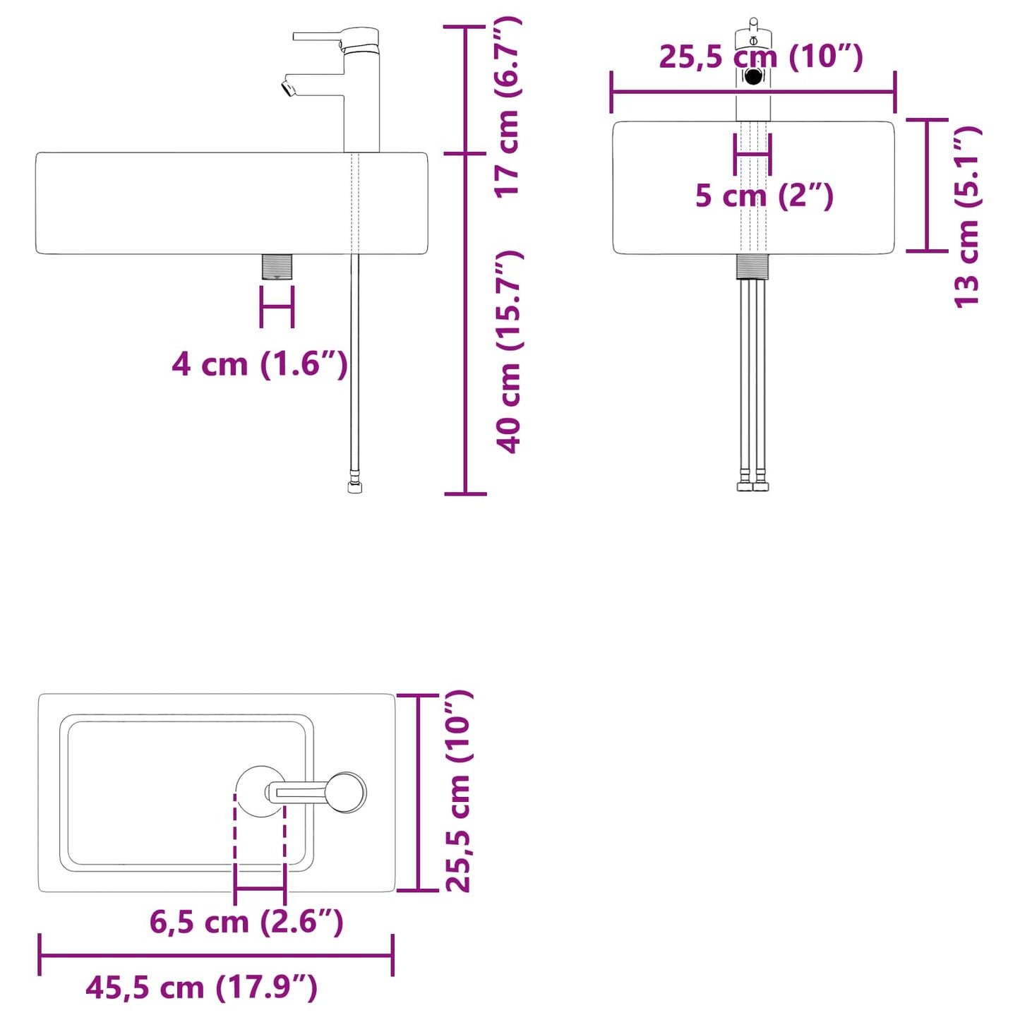 vidaXL Μονάδα μπάνιου με βρύση Γκρι Sonoma 45,5 x 25,5 x 84 εκ