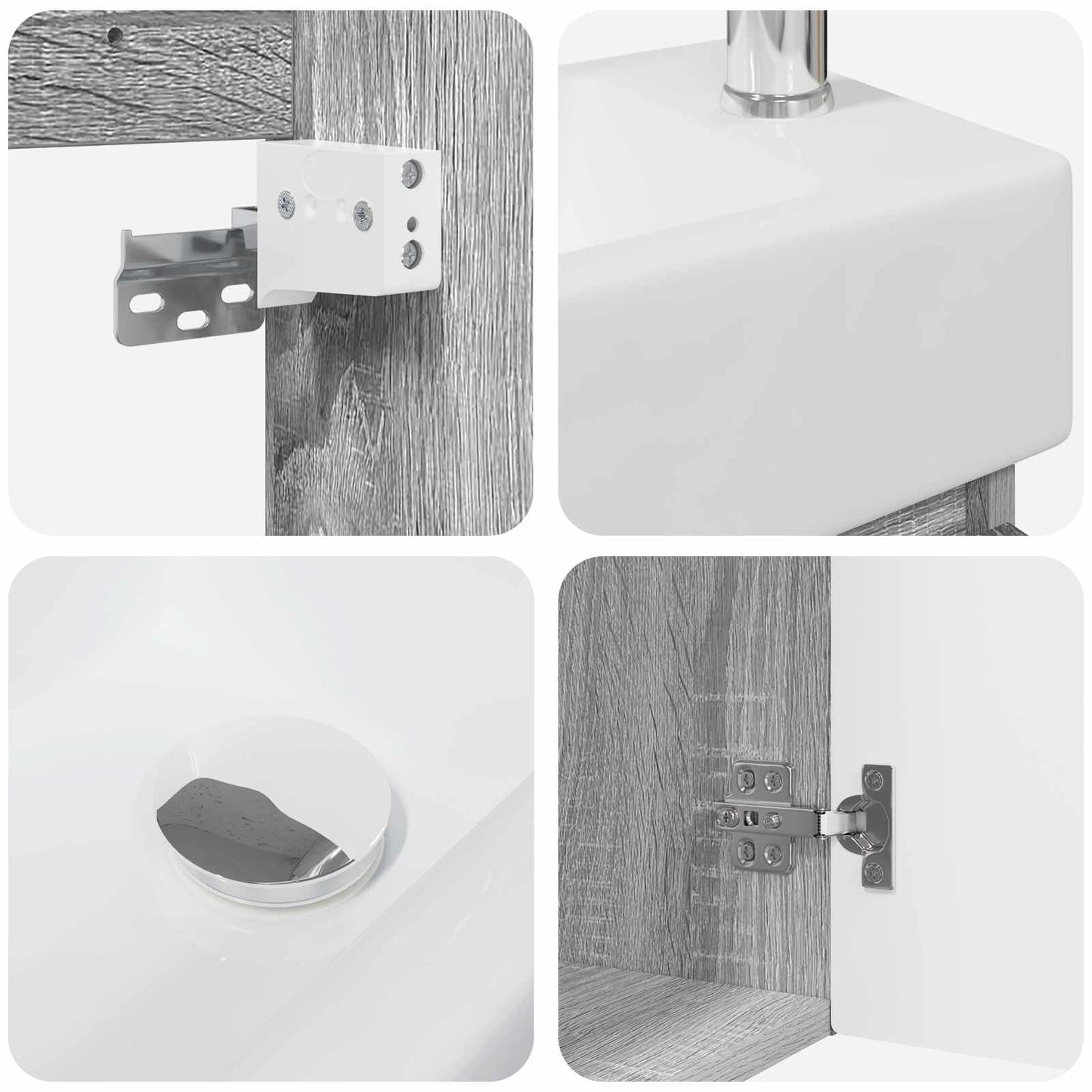 vidaXL Μονάδα μπάνιου με βρύση Γκρι Sonoma 45,5 x 22,5 x 84 εκ