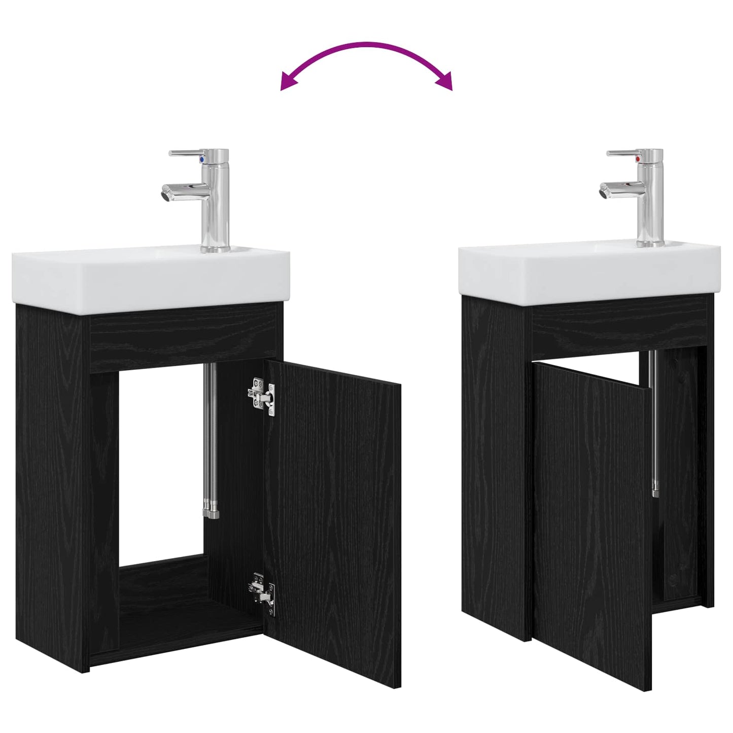 vidaXL Μονάδα μπάνιου με βρύση Μαύρη Δρυς 40,5 x 22,5 x 62 εκ.