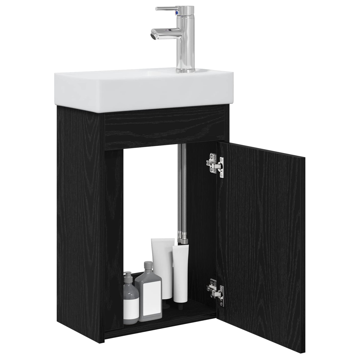 vidaXL Μονάδα μπάνιου με βρύση Μαύρη Δρυς 40,5 x 22,5 x 62 εκ.