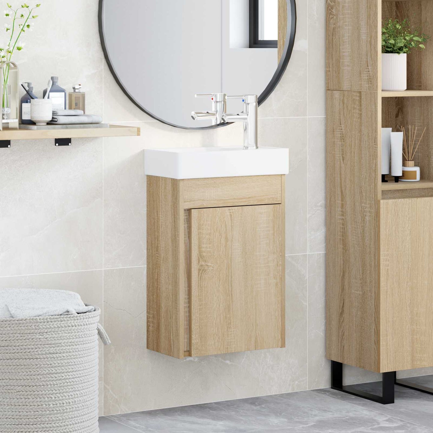 vidaXL Μονάδα μπάνιου με βρύση Sonoma Δρυς 40,5 x 22,5 x 62 εκ.