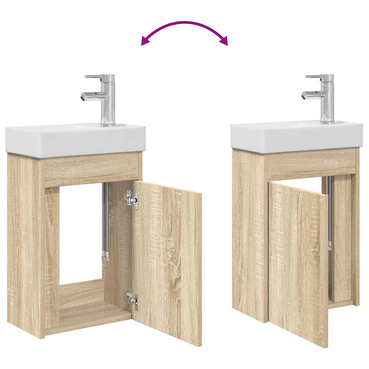 vidaXL Μονάδα μπάνιου με βρύση Sonoma Δρυς 40,5 x 22,5 x 62 εκ.